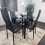 Round Black Glass Kitchen Dining Table With Storage Shelf Chairs Set 4 10