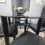 Round Black Glass Kitchen Dining Table With Storage Shelf Chairs Set 4 6