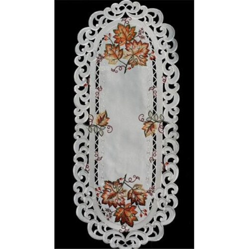 H9036-E Maple Leaf Branch Round Doily, 12 in.