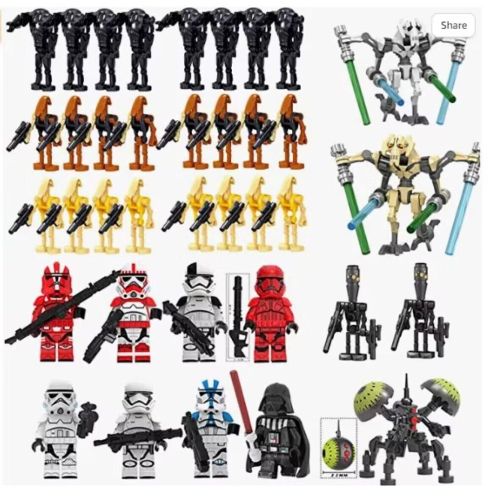 (37 Pcs Set) Star Wars Minifigures Battle Droid Building Blocks