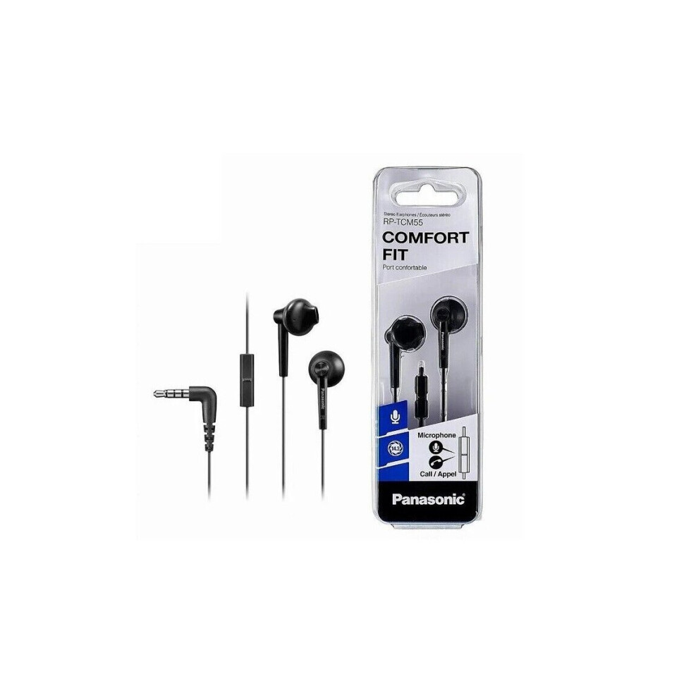 Panasonic Stereo Earphones Comfor Fit Mic Bass Boost RP-TCM55