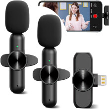 Wireless Lavalier Microphone Audio Video Recording 2 Mic For iPhone UK