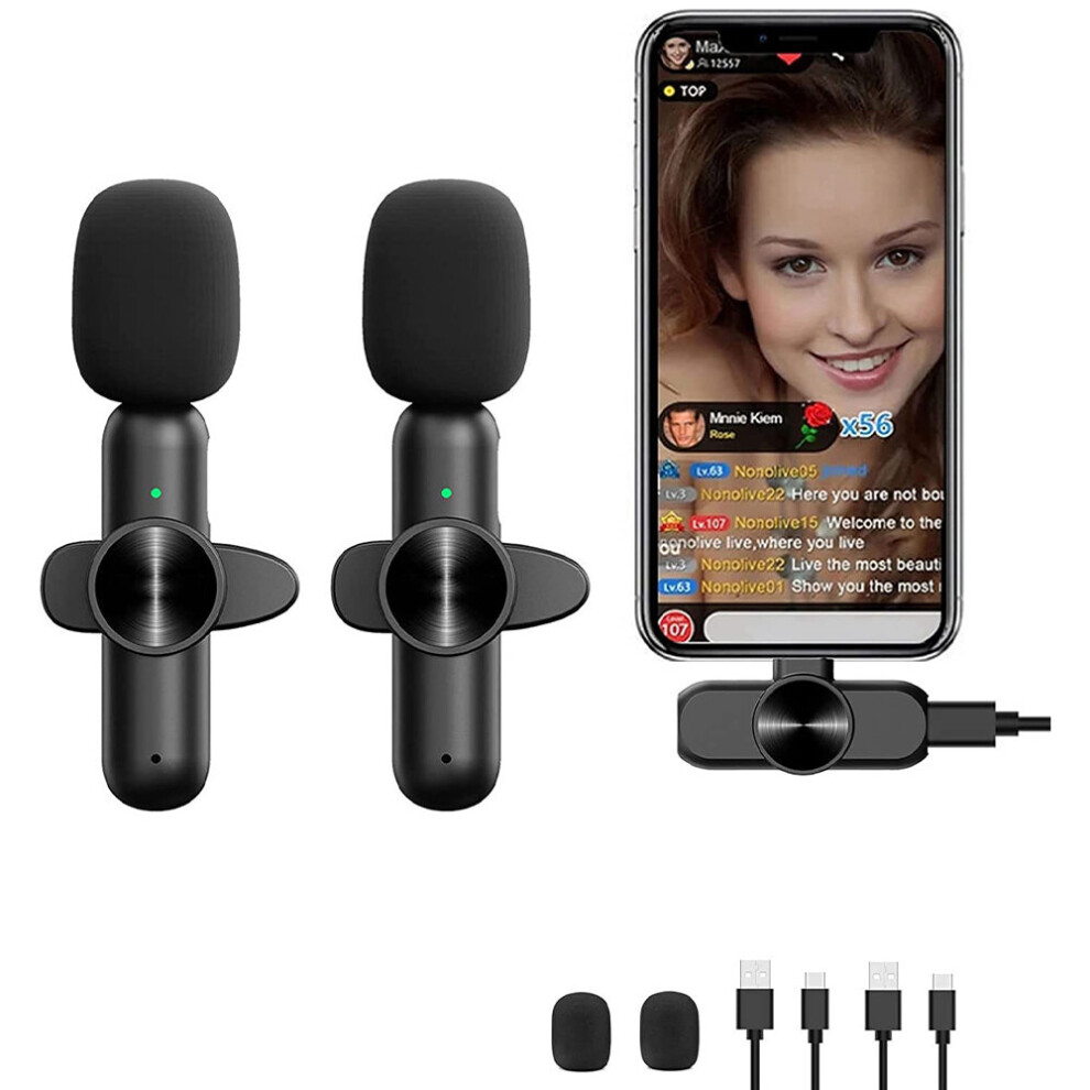 Wireless Lavalier Microphone Audio Video Recording 2 Mic For iPhone UK