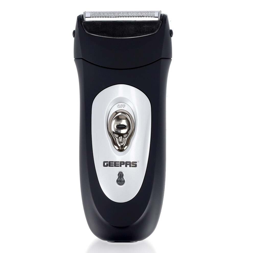 Geepas Rechargeable Men Electric Shaver With Pop-Up Trimmer | Double-Head Foil Razor With Titanium Mesh & Reflex Action System