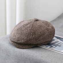 (Light Brown) Peaky Blinders Mens Flat Cap Gatsby Tweed Baker Hat Newsboy Golf Vintage