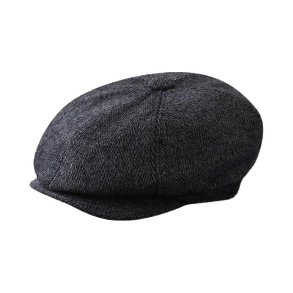 (Black) Peaky Blinders Mens Flat Cap Gatsby Tweed Baker Hat Newsboy Golf Vintage