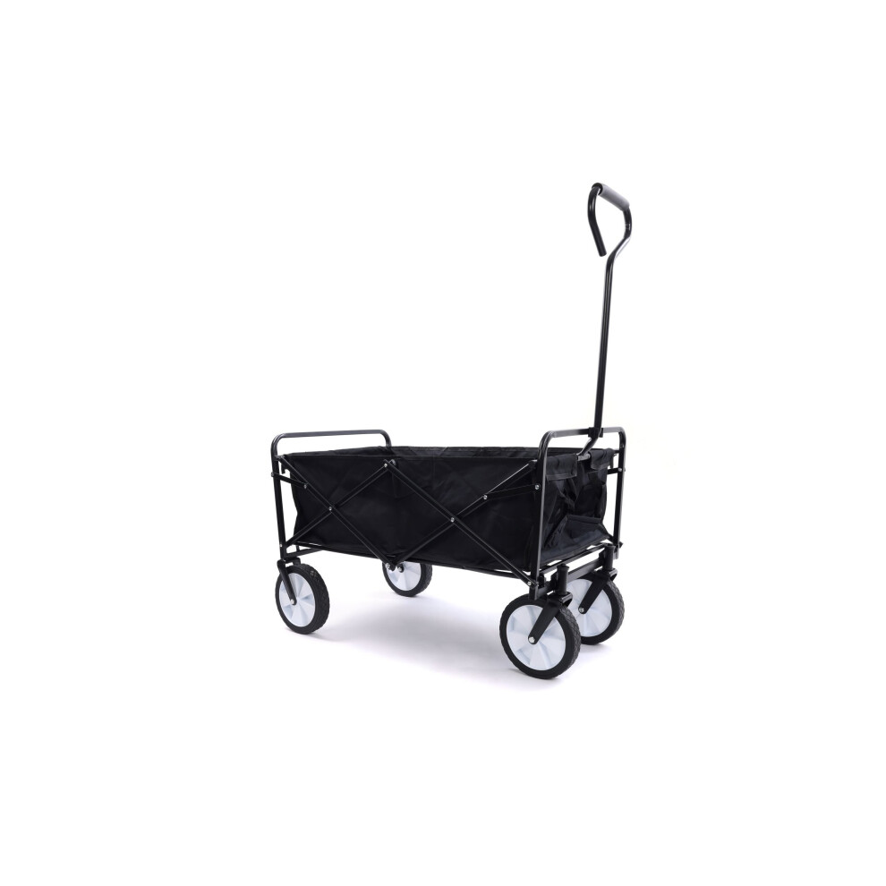 Ta Direct Heavy Duty Foldable Garden Trolley Cart Wagon Truck Folding Wheelbarrow Black