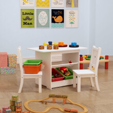 White Kids Wooden Table And Stool Set Nursery Playroom Home Furniture