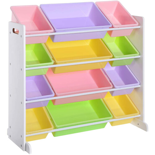 Kids Toy Storage Rack Unit 16 Boxes Removable Bins Freestanding 1
