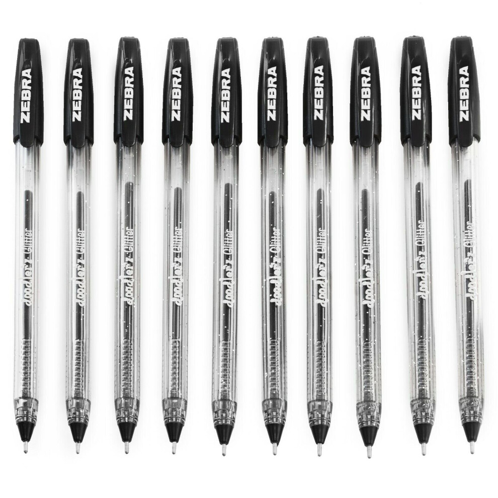 Zebra Doodler'z Glitter Stick Ballpoint Pen - 1.0mm - Black Ink - Pack Of 10