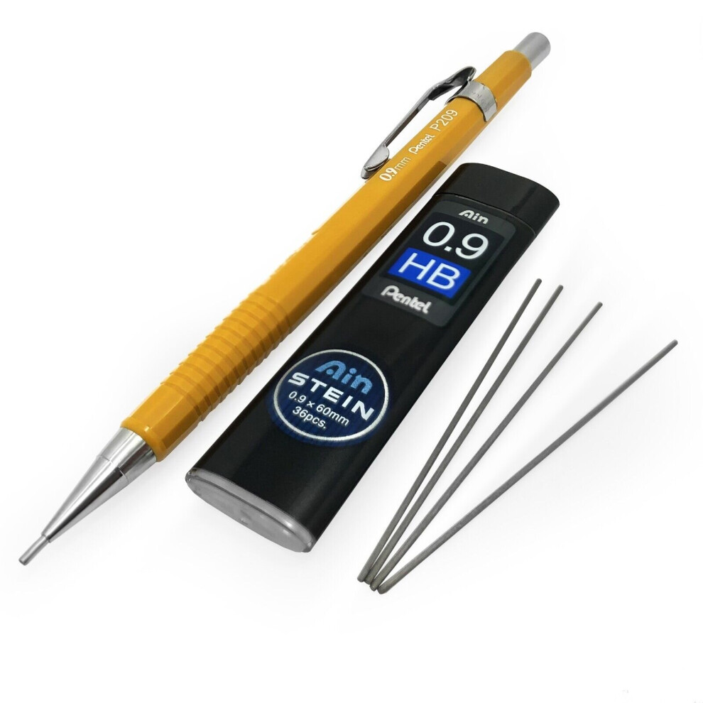 Pentel P209 Mechanical Pencil - 0.9Mm + Ain Stein 0.9Mm Hb Refill Leads