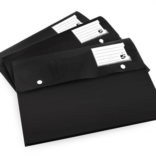 5 Star Office 5 Star A4 Document Wallet - Polypropylene - Black - Pack of 3 - 908749