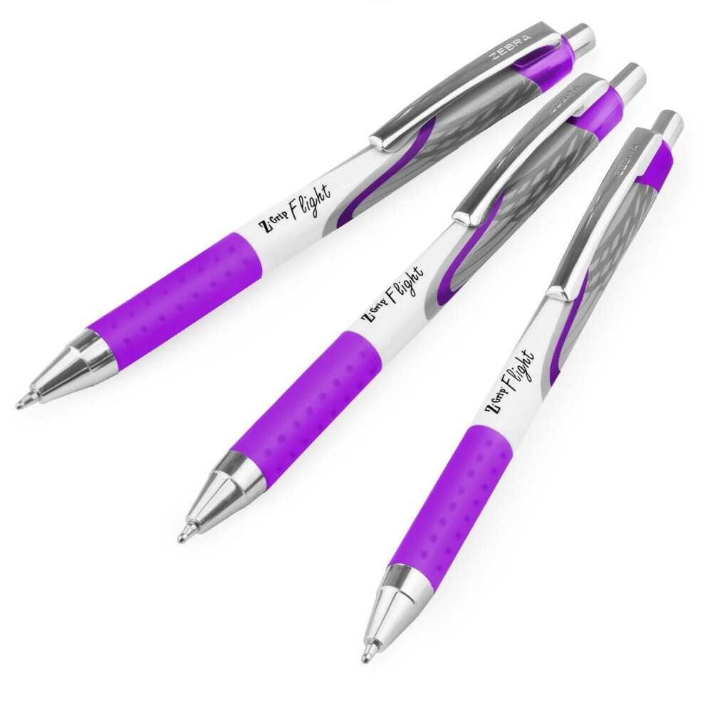 Zebra Pen Zebra Classic Z-Grip Flight Ballpoint Pens - 1.2Mm - Pack Of 3 Purple
