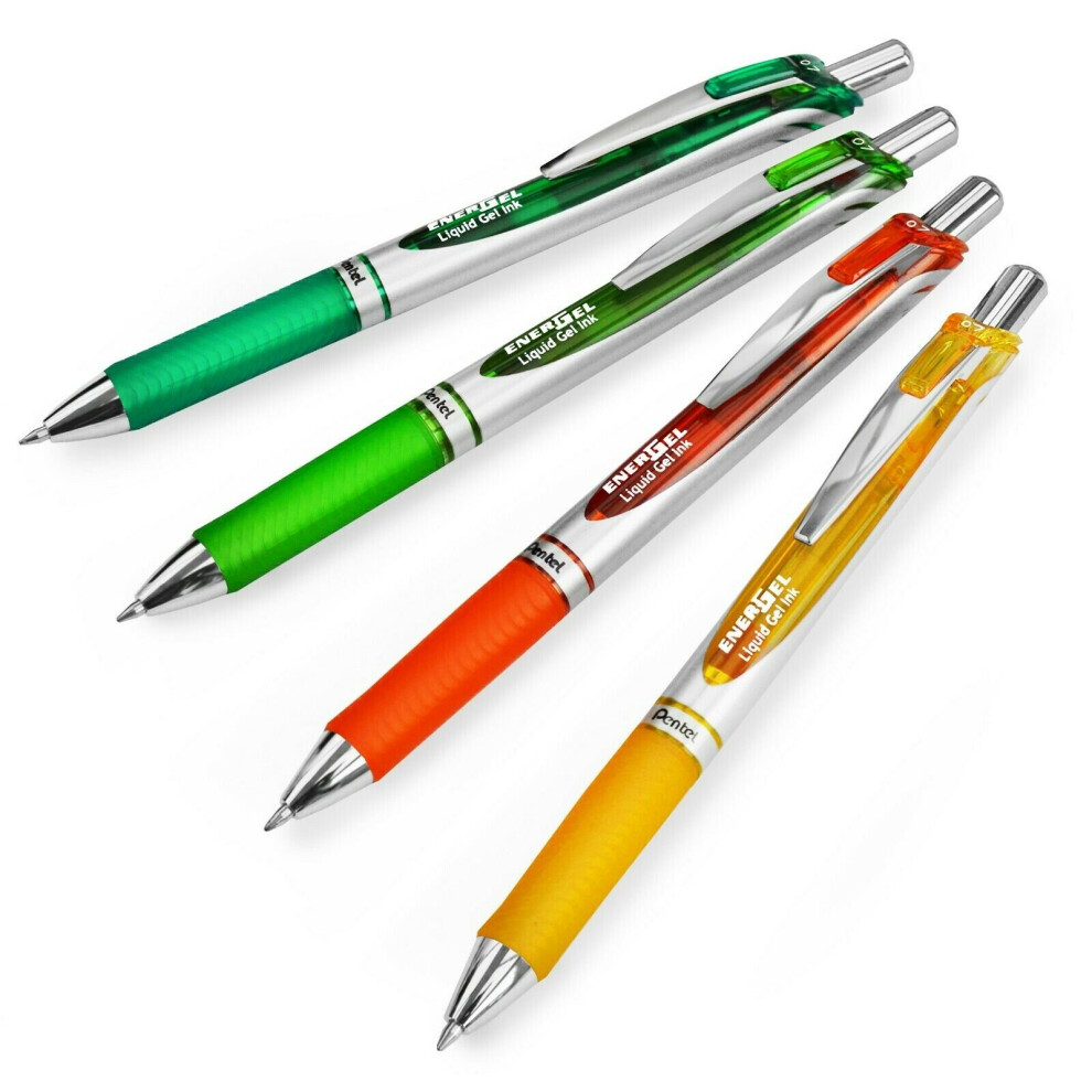 Pentel EnerGel XM BL77 - Retractable Liquid Gel Ink Pen - 0.7mm - 54% Recycled - Citrus Tones - Pack of 4