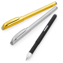 Zebra ZGE Gel Ink Stick Pens - 0.7mm - Metallic Set - Black, Gold, Silver - Pack of 3
