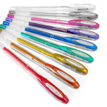 Uni-Ball Signo UM-120NM - Set of 9 Metallic and Pastel Gel Ink Rollerball Pens