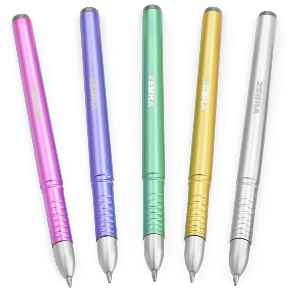 Zebra ZGE Gel Ink Pens Metallic Barrel 0.7mm - Pack of 5 Colours