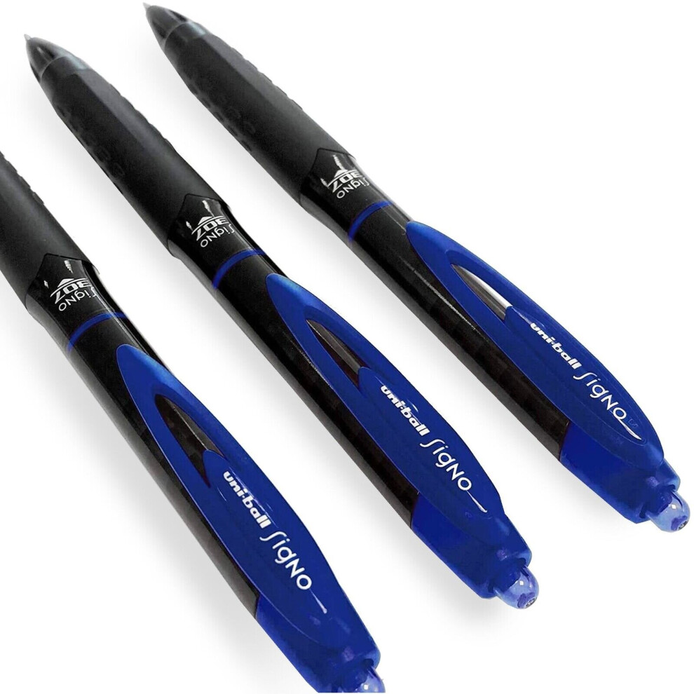 Uni-Ball Signo 307 - Fine Retractable Rollerball Pen - Blue - Pack of 3