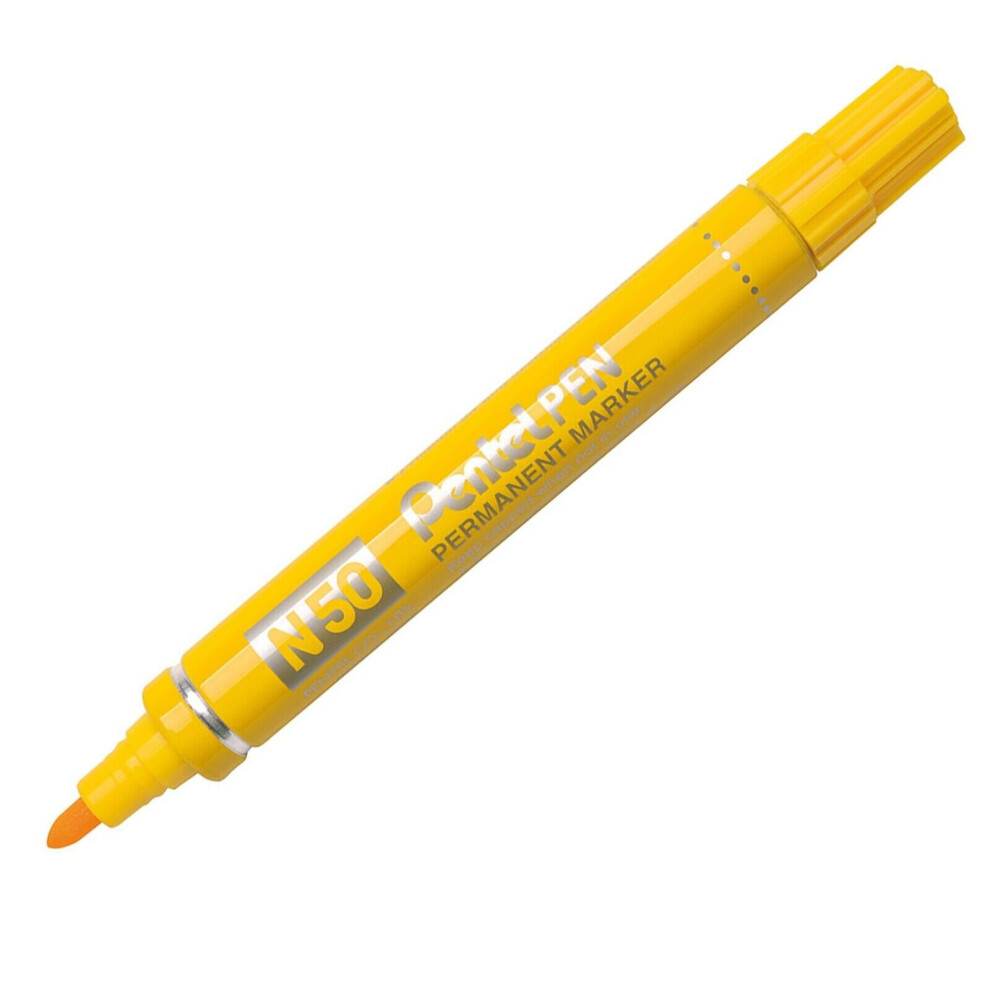 Pentel N50 Permanent Marker Pen - Bullet Tip - 1.5-2mm - Yellow Ink - Single