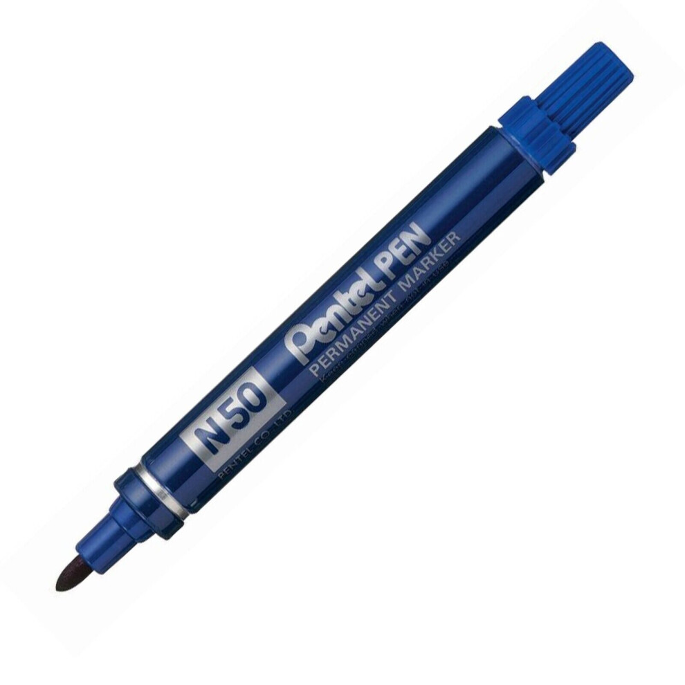 Pentel N50 Permanent Marker Pen - Bullet Tip - 1.5-2Mm - Blue Ink - Single