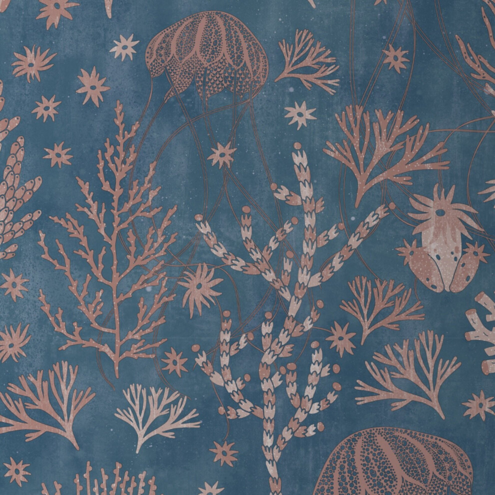Debona Coral Reef Aqua Blue Pale Pink Salmon Sea Wallpaper 5026