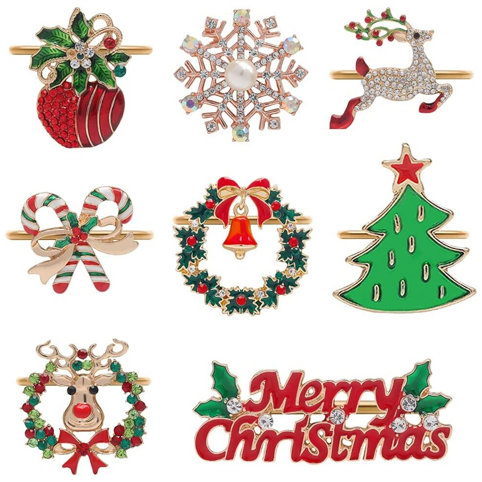 8 Pcs Christmas Napkin Rings-Christmas Tree elk Christmas Style-image-OPC-PB87WZM-NEW