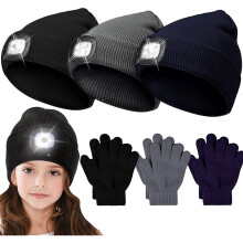 3 Sets Kids Led Beanie Unisex Led Beanie Hats with Light
