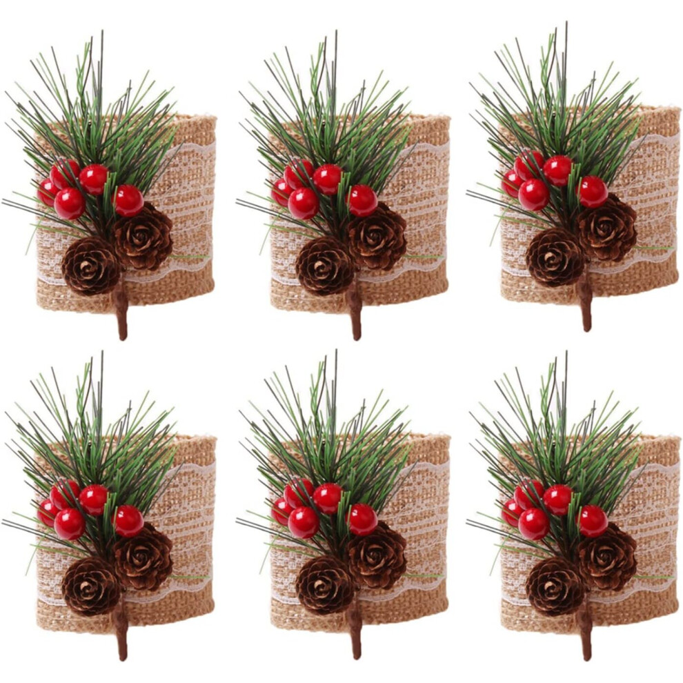 Set of 6 Burlap Napkin Rings Pine Cones Napkin Rings Christmas Napkin-image-OPC-PB87XFD-NEW