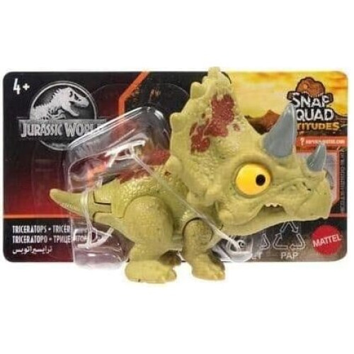 Mattel Φιγούρα Triceratops Jurassic World Snap Squad Attitudes