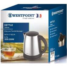Westpoint 1.7L Deluxe Kettle 1850-2200W Stainless Steel & Black UK Plug