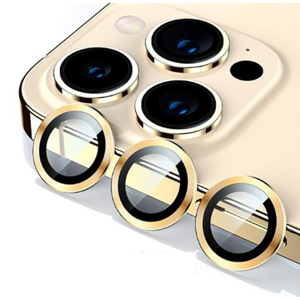 Compatible With iPhone 13 Pro/13 Pro Max - A Set of 3 Gold Glass Camera Lens Protectors