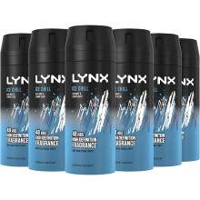 Lynx Ice Chill Scent Deodorant Body Spray 48Hour Beat Odour Smell Fresh 6x 150ml