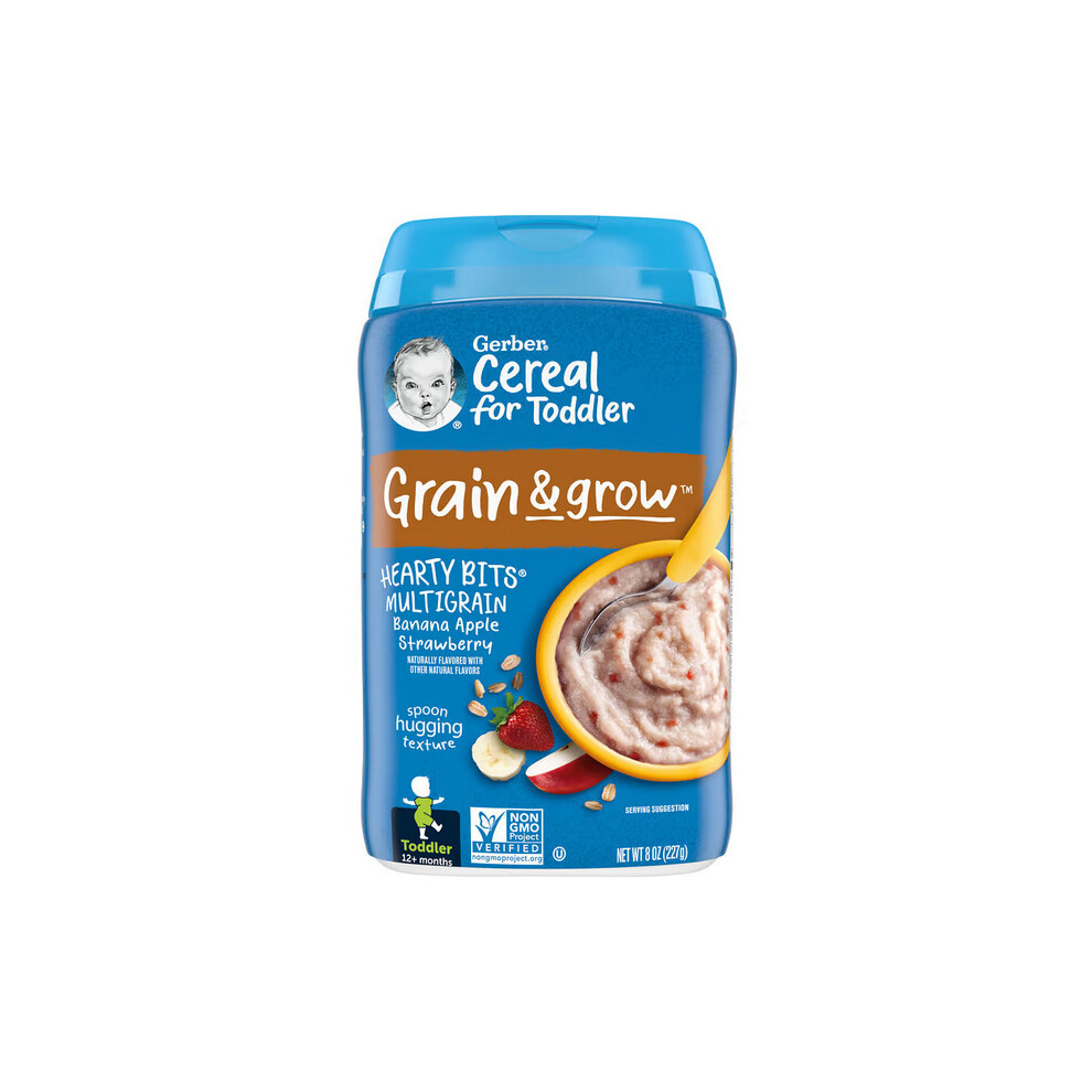 Gerber & Grow Multi Cereal 12+ Months Banana Apple Strawberry, 227G — Iron For Brain Development, Non-Gmo Grain