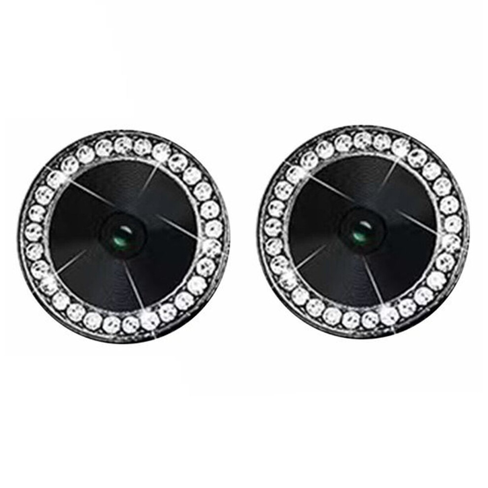 Compatible With Iphone 14/14 Plus - A Set Of 2 Jewelled Glass Camera Lens Protectors Black 9145584616047