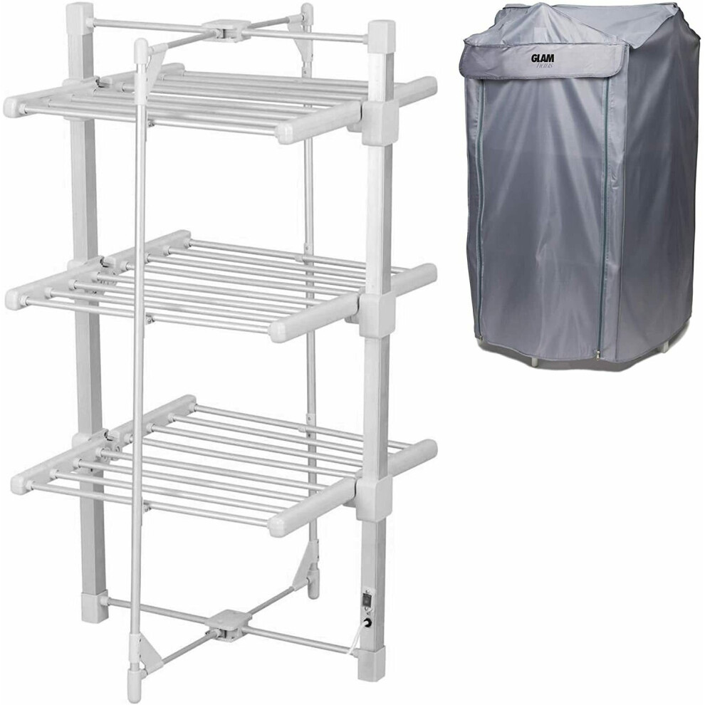 Glamhaus 3 Tier Indoor Foldable Electric Heated Clothes Airer & Dryer