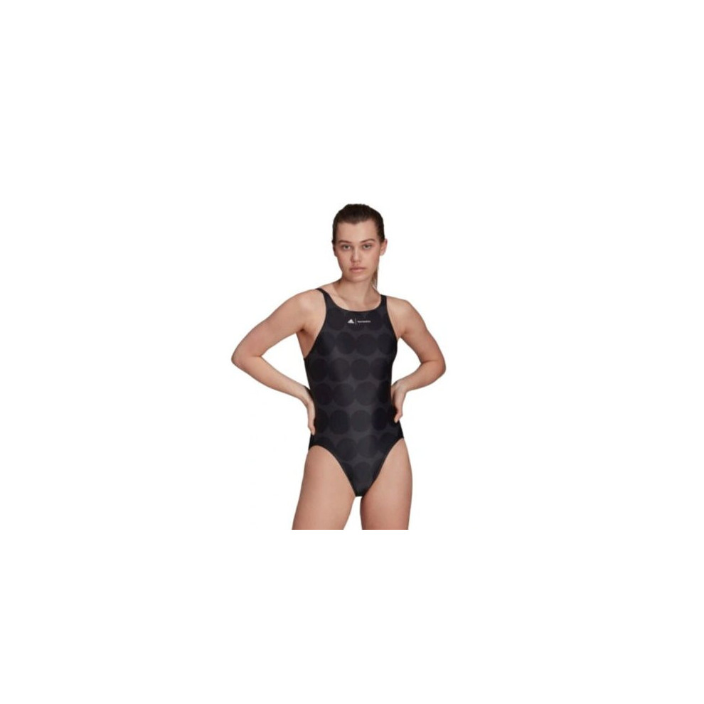 (UK26) Womens adidas x Marimekko SH3 Ro Rae Primblue Swimsuit Black GT1824