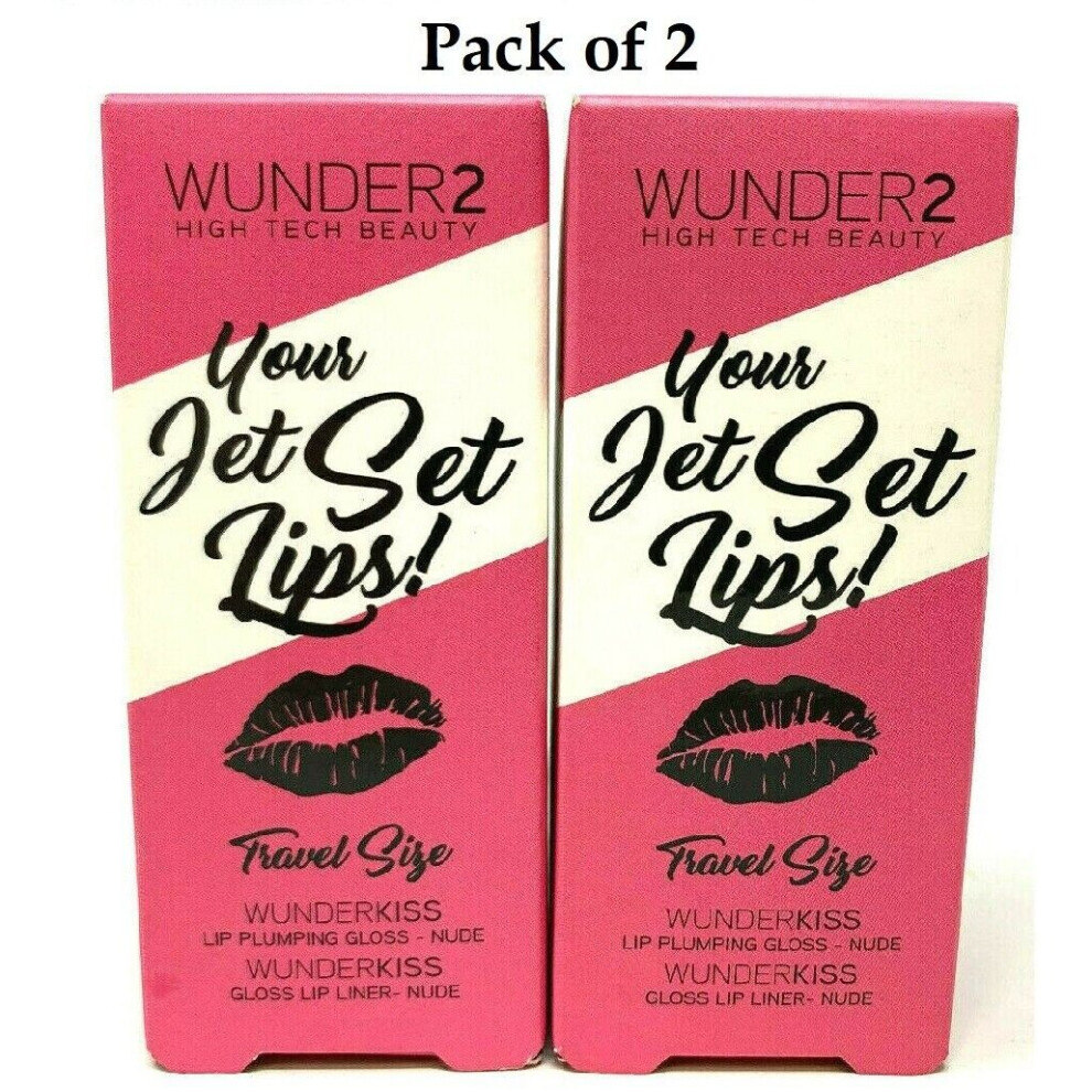 Wunder2 Your Jet Set Lips! Lip Kit Travel Sized Gloss & Liner NUDE