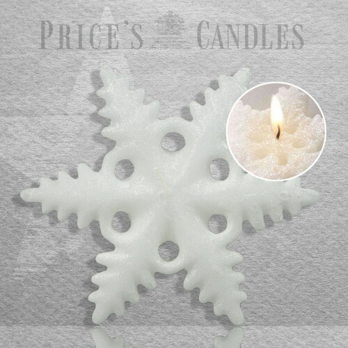 Price's Candles Large Floating Snowflake Christmas Candle Glitter Finish 18cm