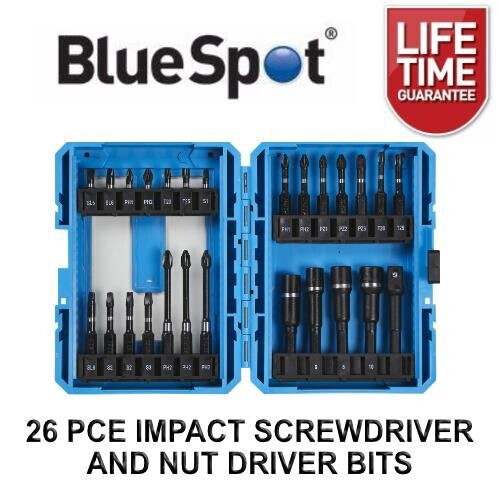 BlueSpot Bluespot 26pc Adaptor Impact Bit Holder Socket Set Drill Nut Driver Screwdriver 14125