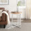URBN Living 45cm Wood and Metal Slatted Side Sofa End Coffee Table Bedroom Study 5