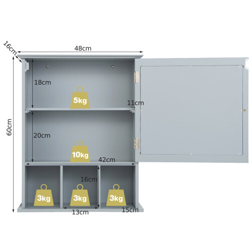 Costway Wall-mounted Bathroom Cabinet Storage Organizer Medicine Cabinet 1