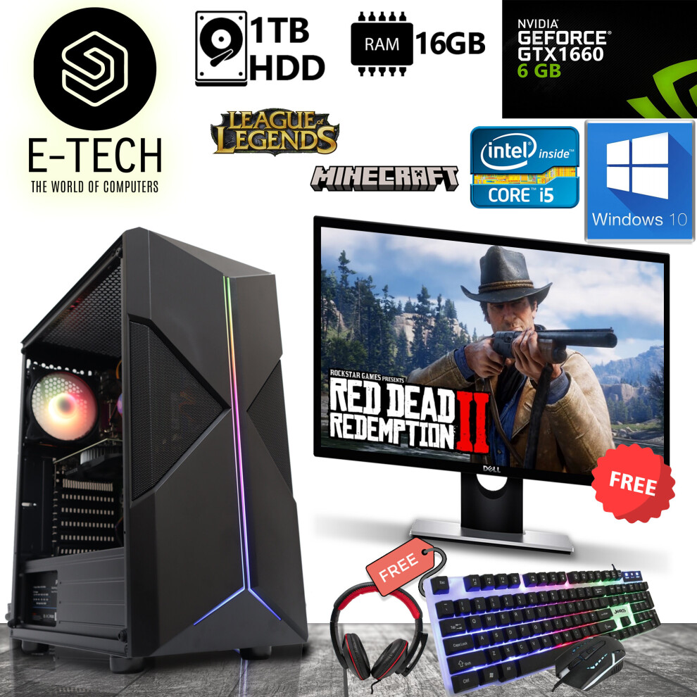 Gaming Pc Computer Bundle Intel Quad Core I5 16Gb Ddr3 1Tb 1660 Win10 5060936451463