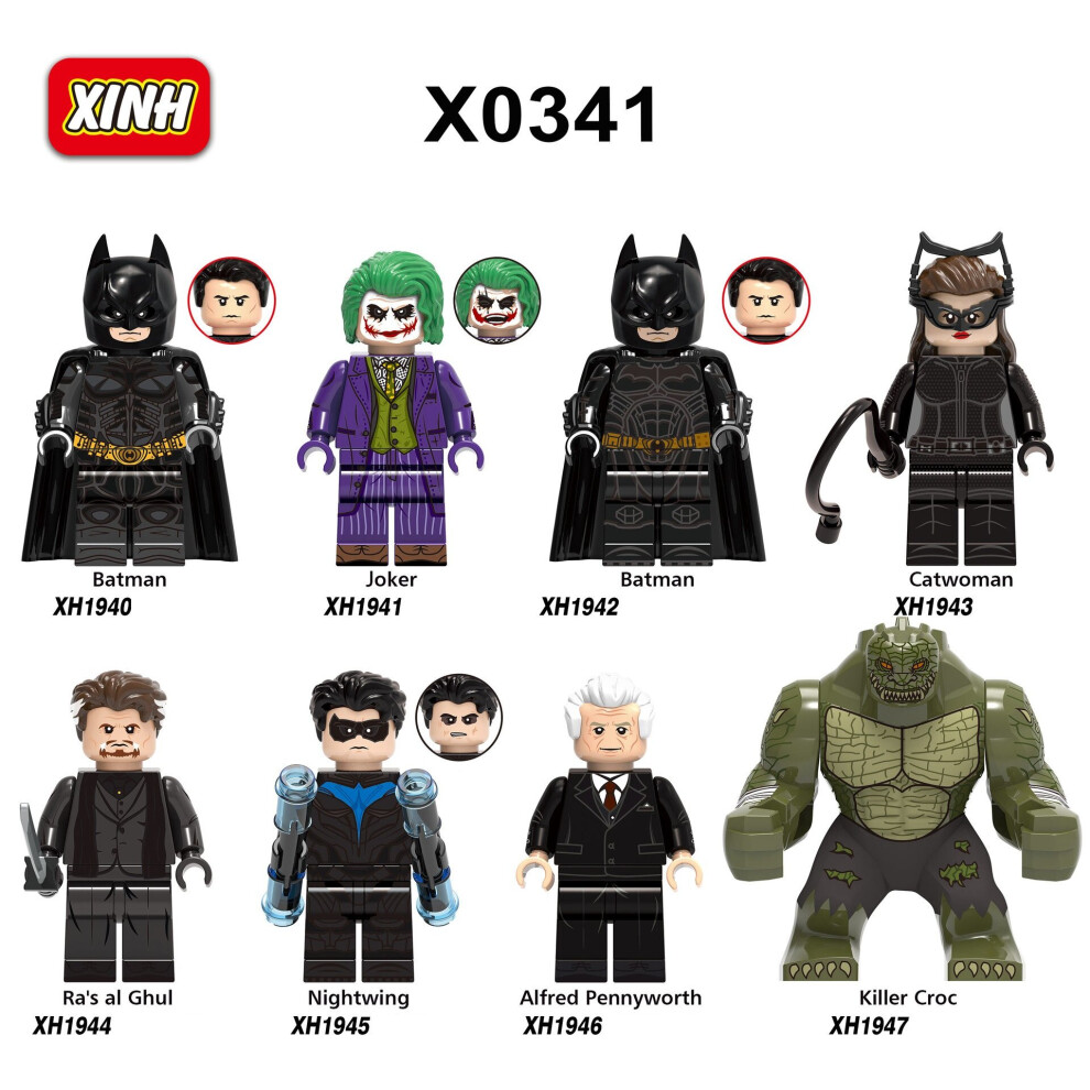 8PCS Batman Clown Cat lady Minifigures Toy Fit Lego Toy Building Block Children's Gifts