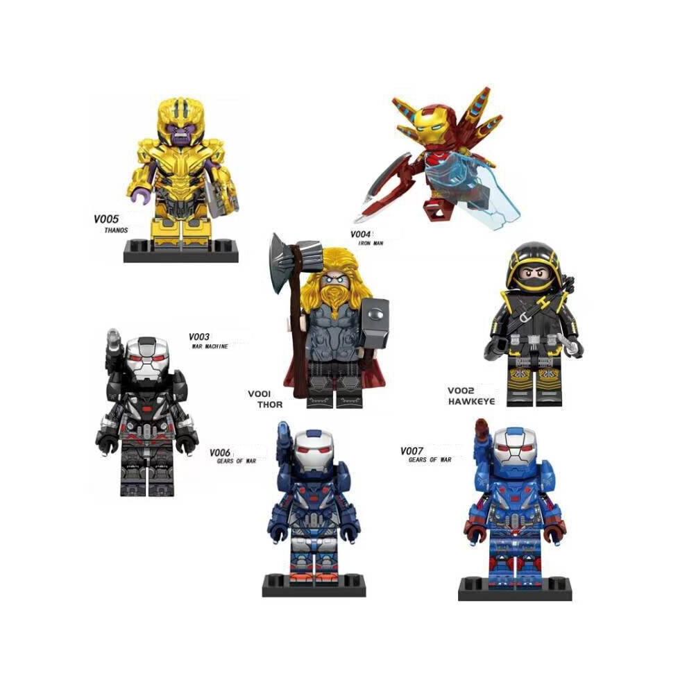 7PCS Iron Man Thor Thanos Hawkeye Minifigures Toy Fit Lego Toy Building Block Children's Gifts