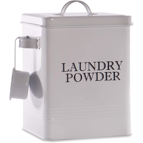 Laundry Powder Storage Tin with Scoop White | M&W