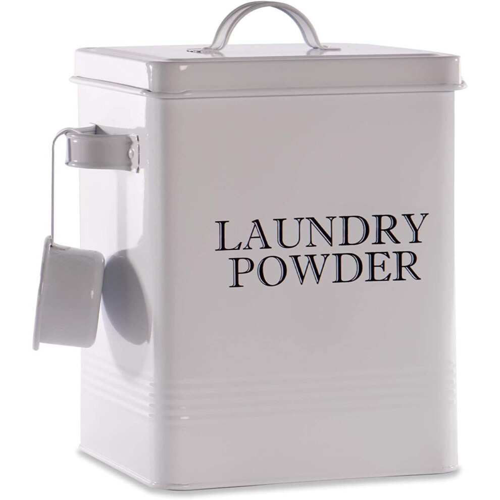 Maison & Laundry Powder Storage Tin With Scoop | M&W White