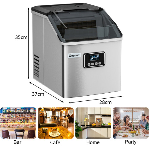 Costway Stainless Steel Automatic Ice Maker Machine with Ice Scoop and Basket 1