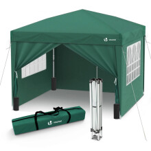 VOUNOT Gazebo Pop Up 3m x 3m com laterais e 4 sacos de peso e saco de transporte, verde