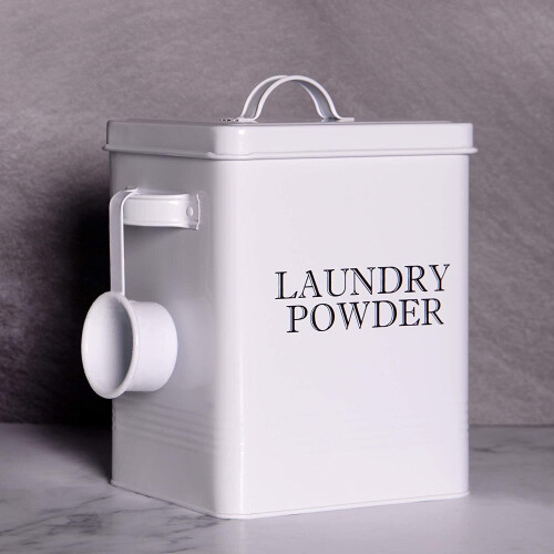 Laundry Powder Storage Tin with Scoop White | M&W 1