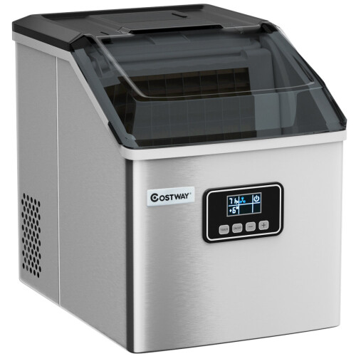Costway Stainless Steel Automatic Ice Maker Machine with Ice Scoop and Basket